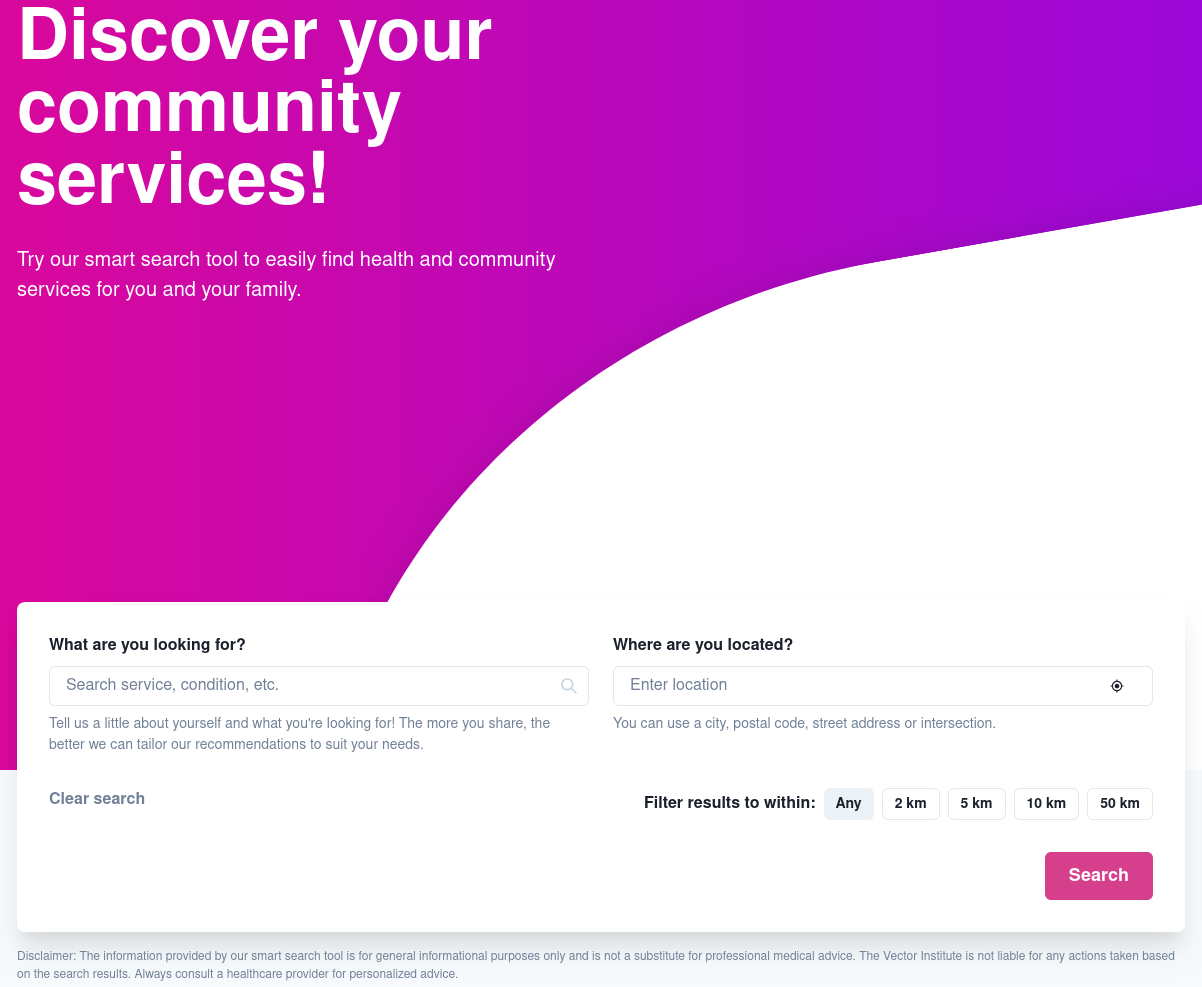 User Interface Search Page